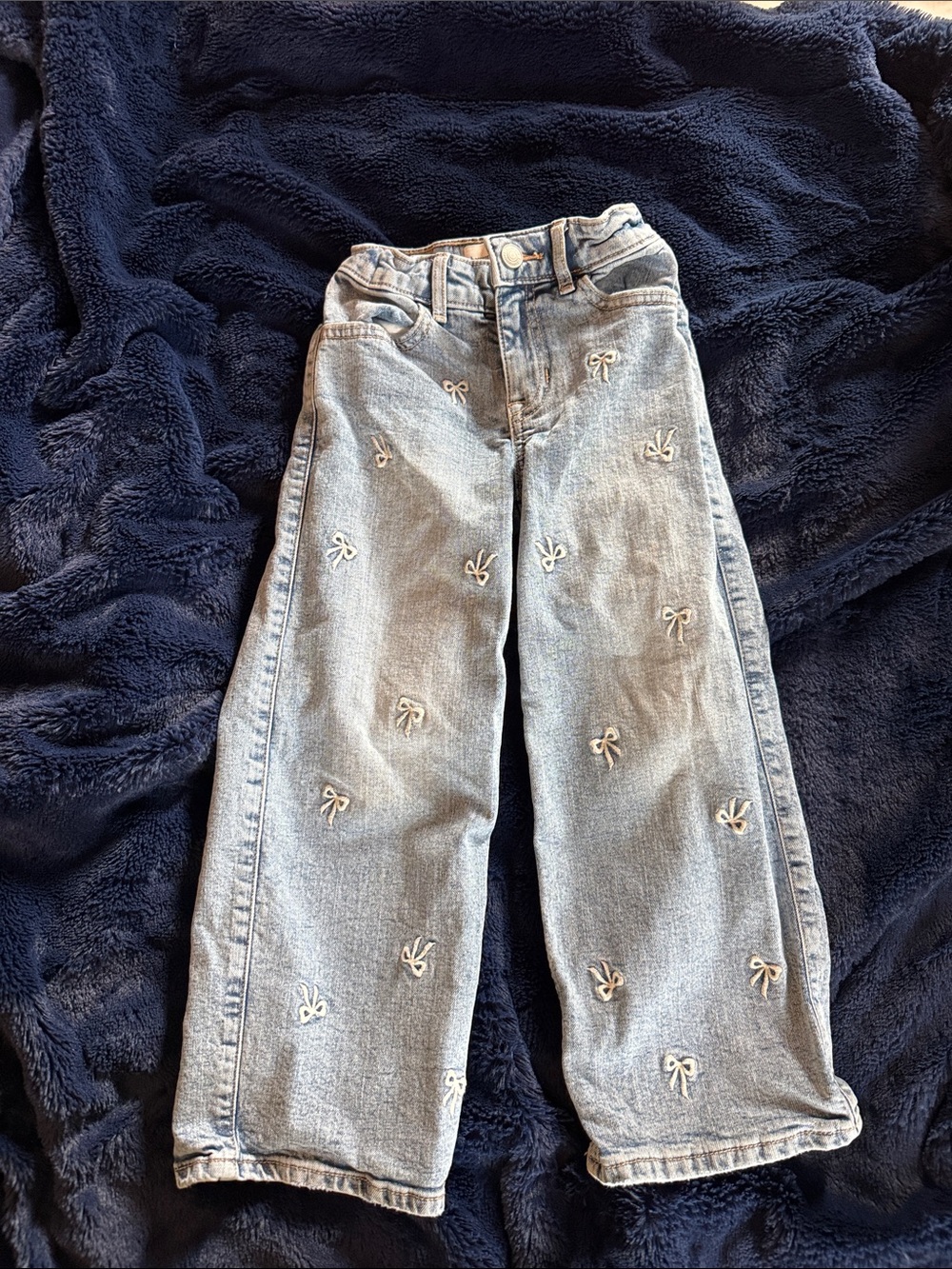 abercrombie kids Light Blue Denim Jeans with White Bow Details